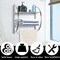Costway Wall Mounted Bathroom Shelf with 2 Tier Bathroom Towel Rack 2 Towel Bars for Hotel White/Sliver